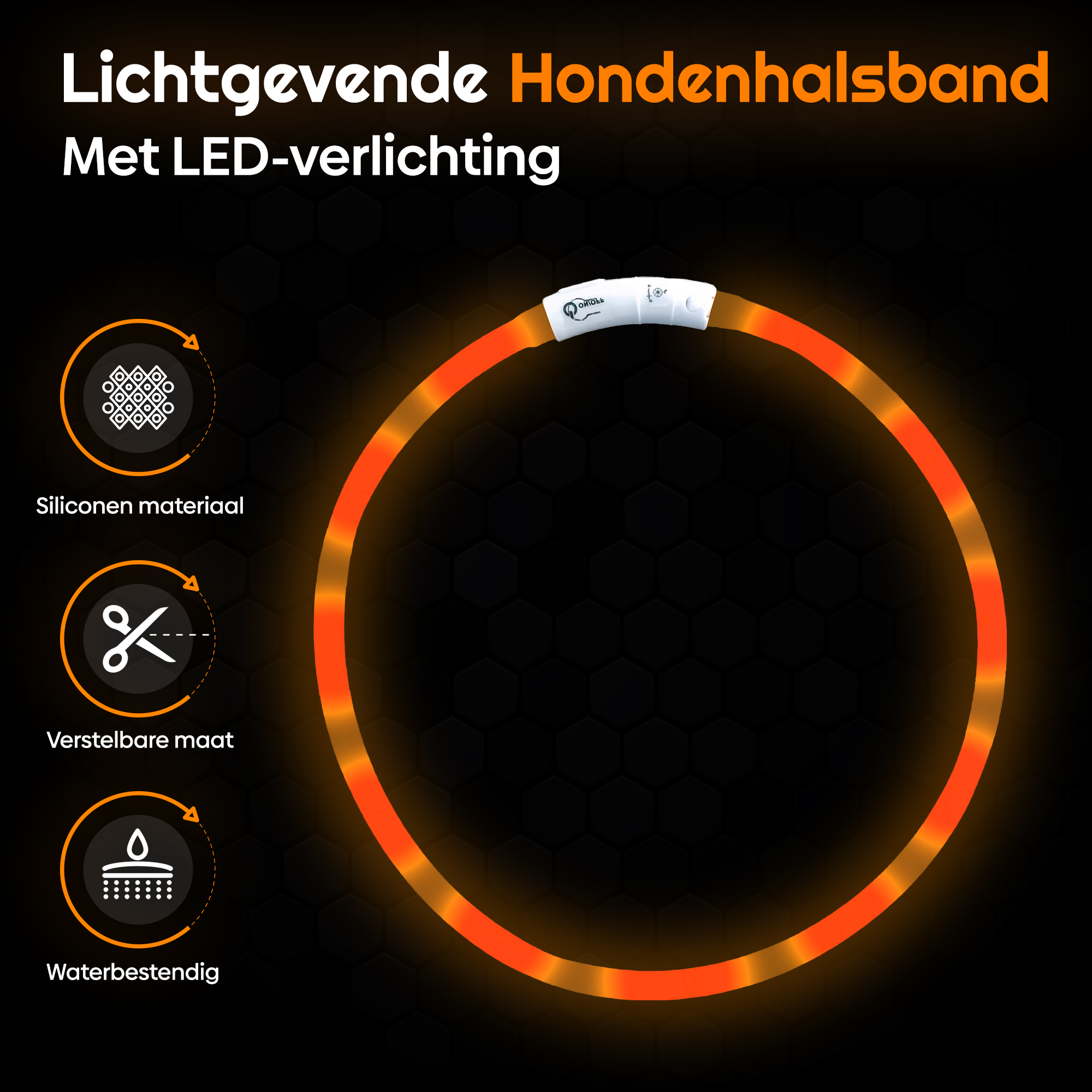 Led Halsband Hond Oranje - Afbeelding 3