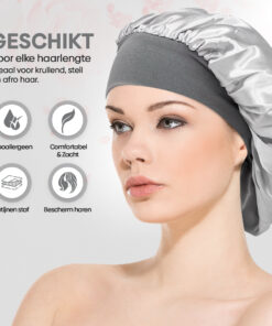 Professor Q Satijnen bonnet slaapmuts – zilver - detailfoto 2