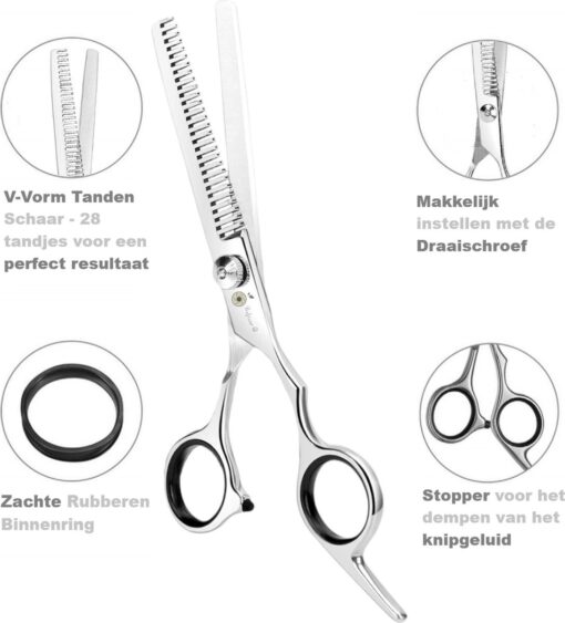 Professor Q Effileerschaar voor honden – 6 inch – zwart