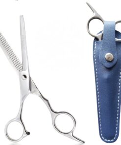 Professor Q Effileerschaar voor haar – met hoes – blauw