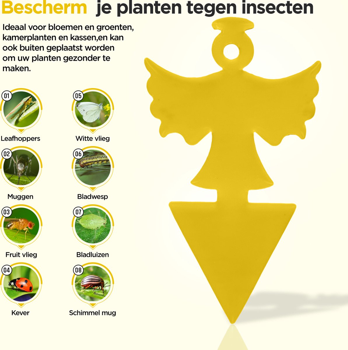 Professor Q Gele vangplaten voor planten – geel – 12 stuks – engelenvorm