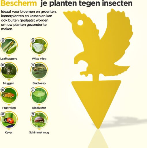 Professor Q Gele vangplaten voor planten – geel – 12 stuks – arendvorm