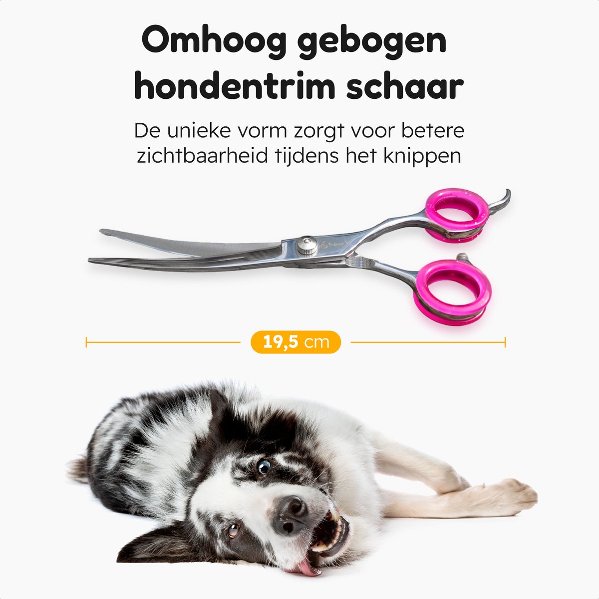 Professor Q Trimschaar voor honden, omhoog gebogen – 7,5 inch – roze - detailfoto 4