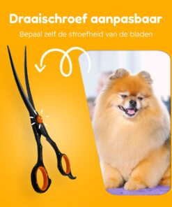Professor Q Trimschaar voor honden, omhoog gebogen – rechtshandig – 18,20 cm – oranje/zwart - detailfoto 3