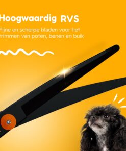 Professor Q Trimschaar voor honden, omhoog gebogen – rechtshandig – 18,20 cm – oranje/zwart - detailfoto 6