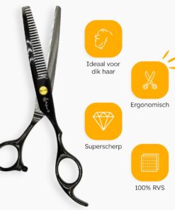 Professor Q Effileerschaar voor haar – rechtshandig – zwart - detailfoto 9