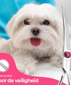 Professor Q Gebogen trimschaar voor honden – 20 cm – roze - detailfoto 2