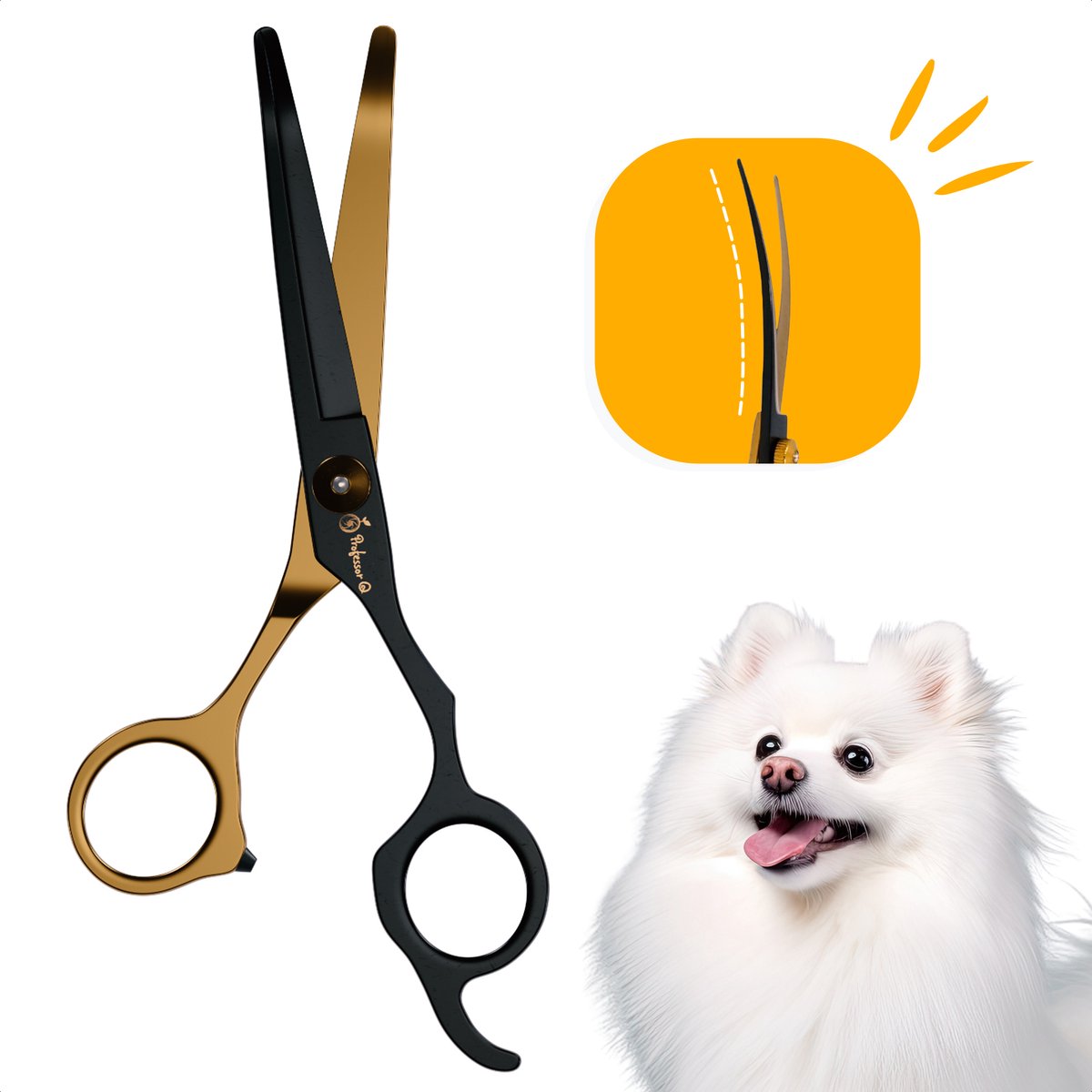 Professor Q Contourschaar voor honden – 18,20 cm – zwart/goud