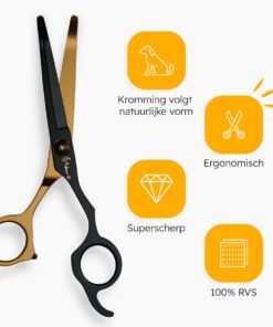 Professor Q Contourschaar voor honden – 18,20 cm – zwart/goud - detailfoto 2