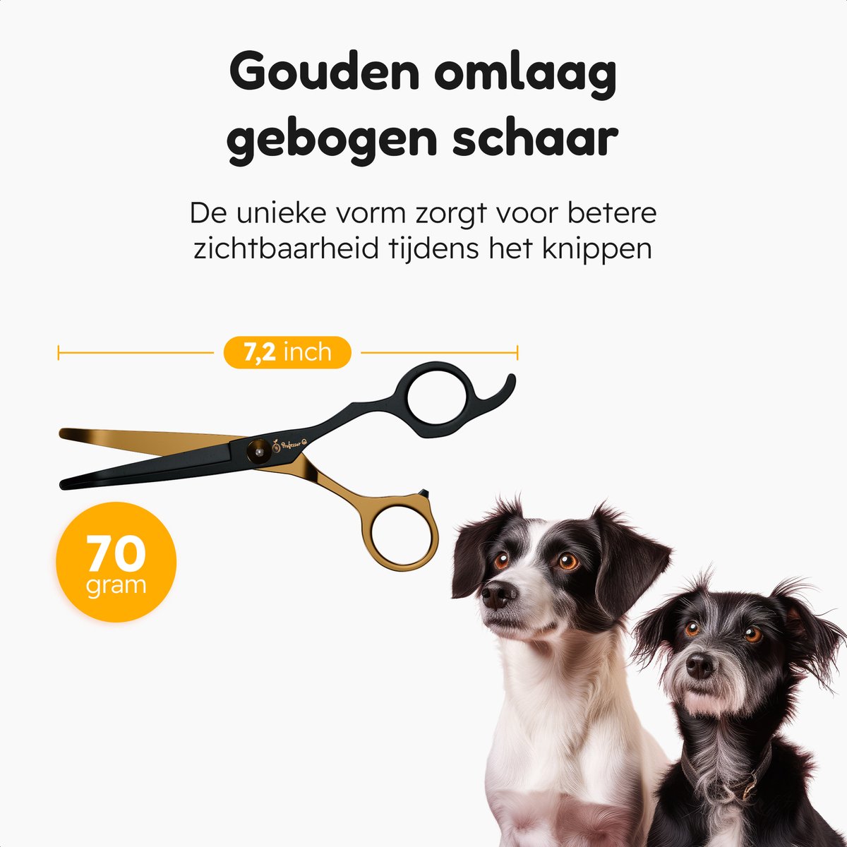 Professor Q Contourschaar voor honden – 18,20 cm – zwart/goud - detailfoto 7