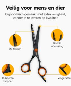 Professor Q Effileerschaar voor haar – rechtshandig – 16 cm – oranje/zwart - detailfoto 3