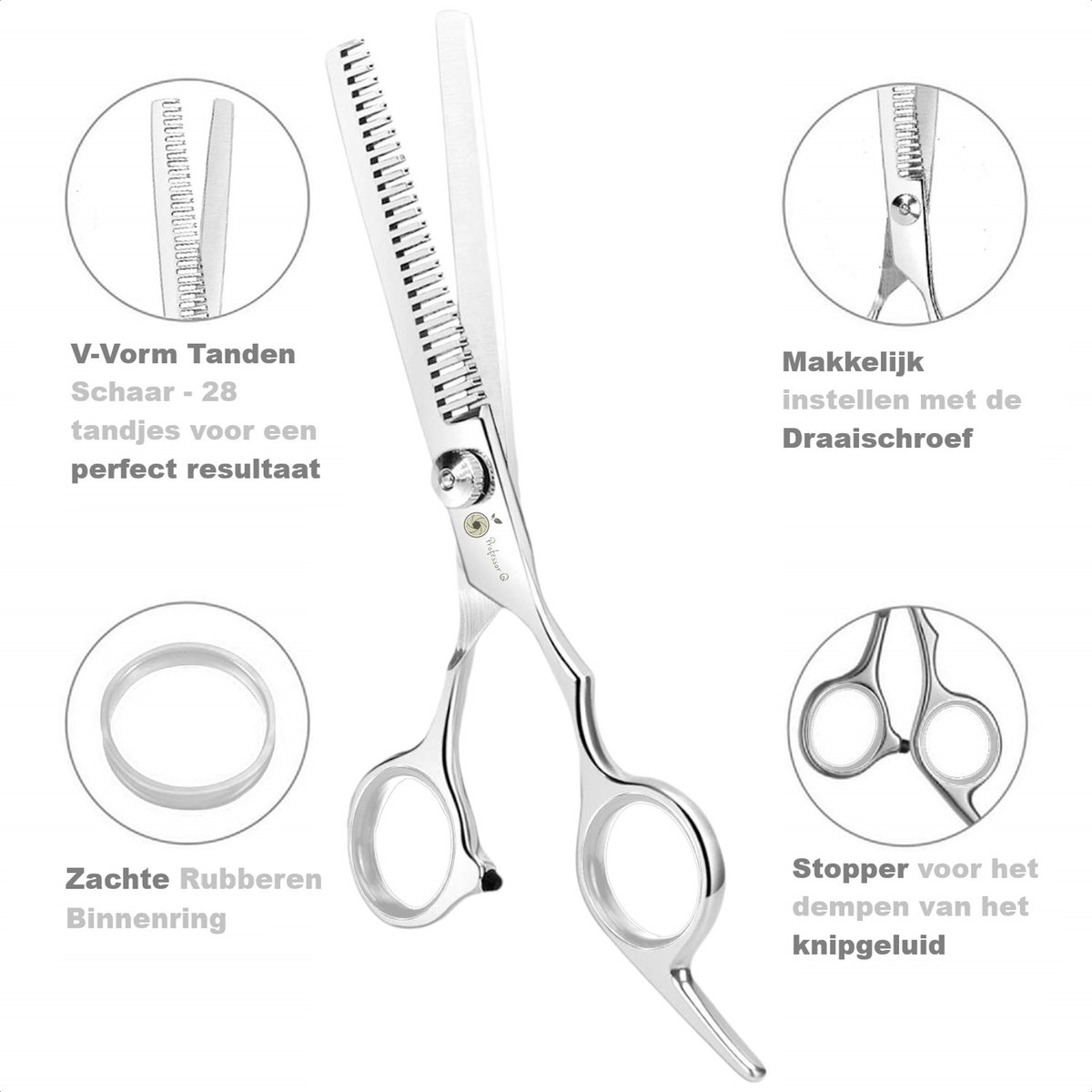 Professor Q Effileerschaar voor haar – 17 cm – wit