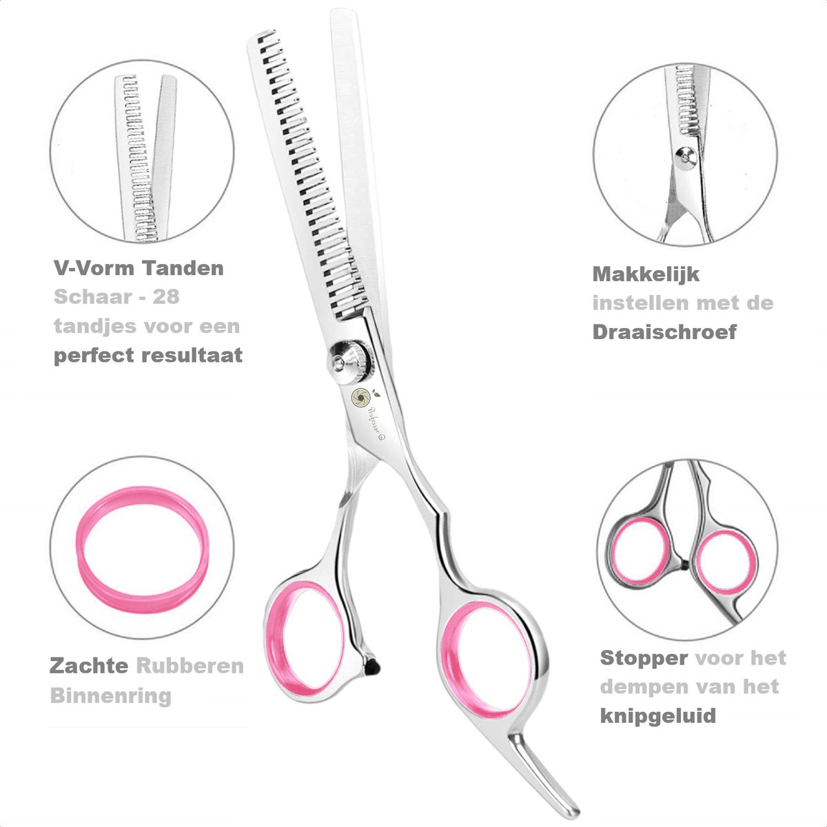 Professor Q Effileerschaar voor haar – 17 cm – roze