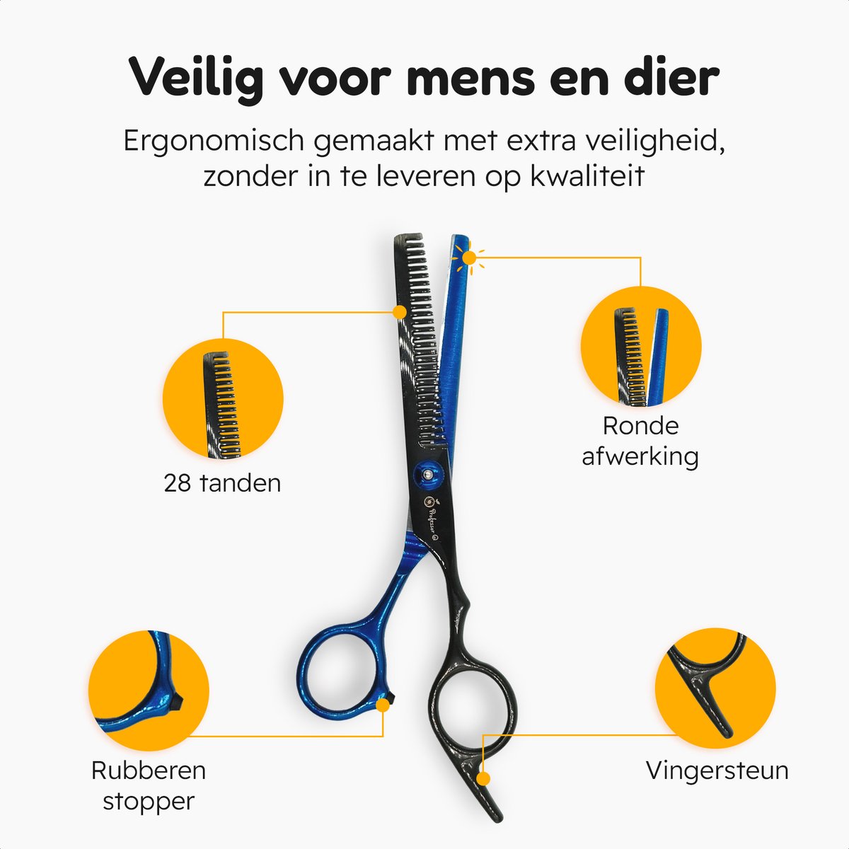 Professor Q Effileerschaar voor haar – rechtshandig – zwart/blauw - detailfoto 4