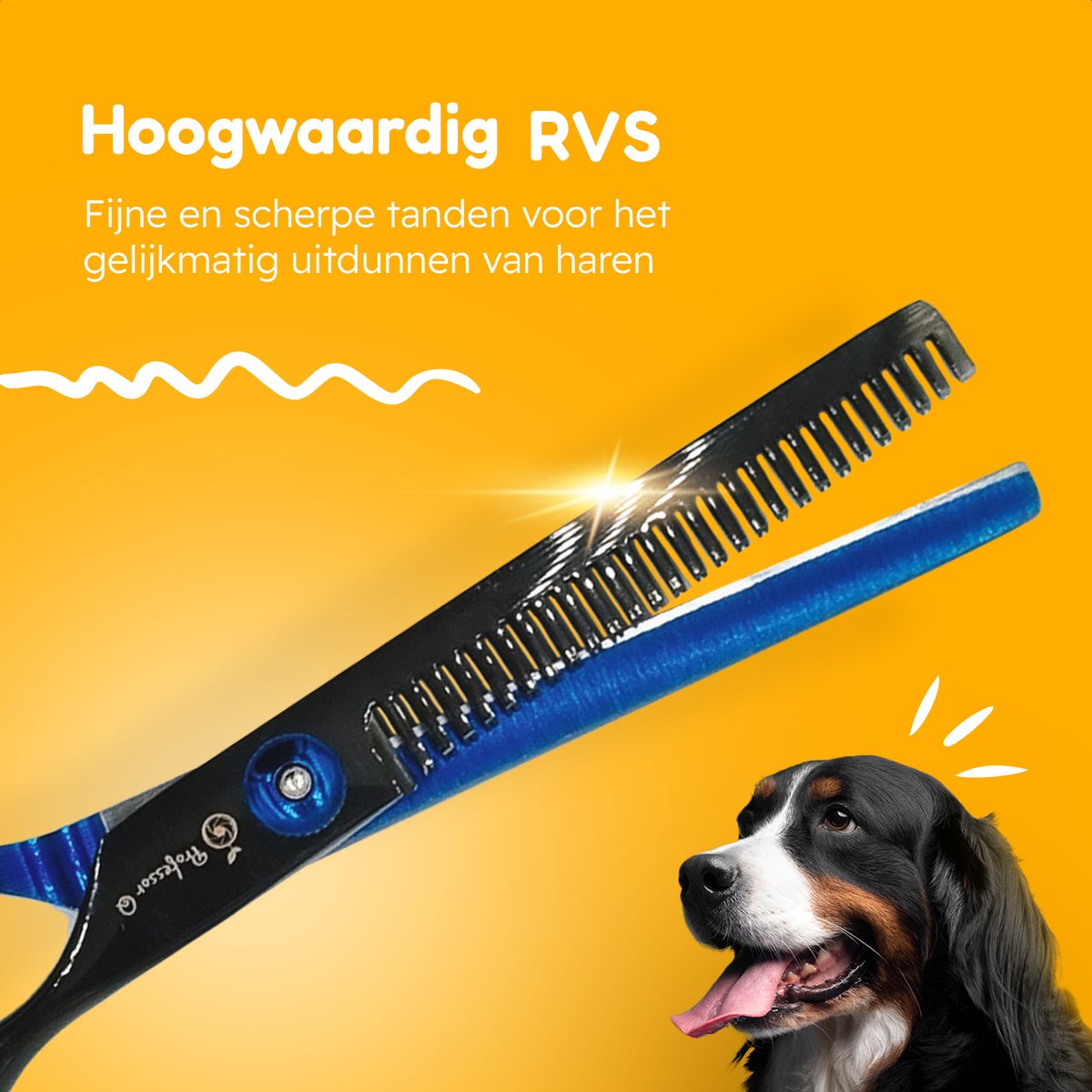 Professor Q Effileerschaar voor haar – rechtshandig – zwart/blauw - detailfoto 5
