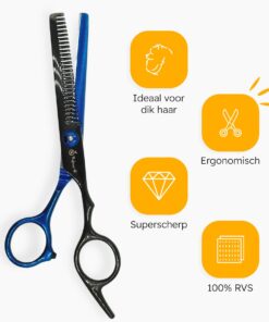 Professor Q Effileerschaar voor haar – rechtshandig – zwart/blauw - detailfoto 2