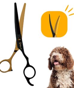 Professor Q Trimschaar voor honden, omhoog gebogen – rechtshandig – 18 cm – zwart/goud