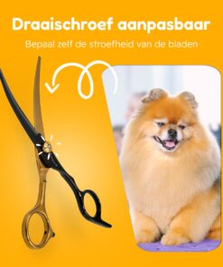 Professor Q Trimschaar voor honden, omhoog gebogen – rechtshandig – 18 cm – zwart/goud - detailfoto 5