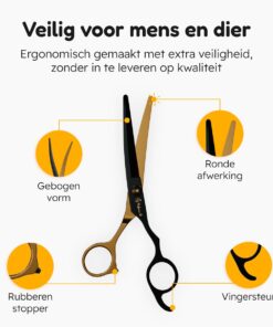 Professor Q Trimschaar voor honden, omhoog gebogen – rechtshandig – 18 cm – zwart/goud - detailfoto 4