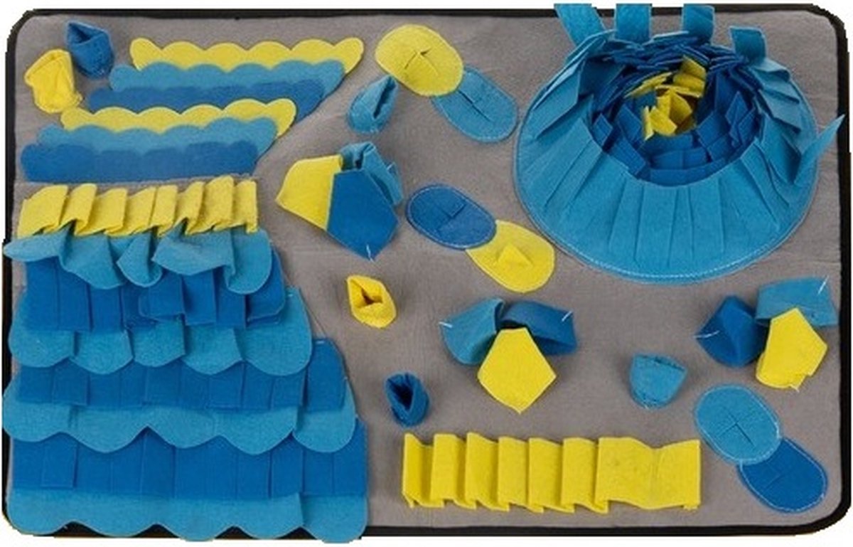 Professor Q - Snuffelmat Hond met 10 functies - Denkspel Hond - Blauw en Geel - Afbeelding 2