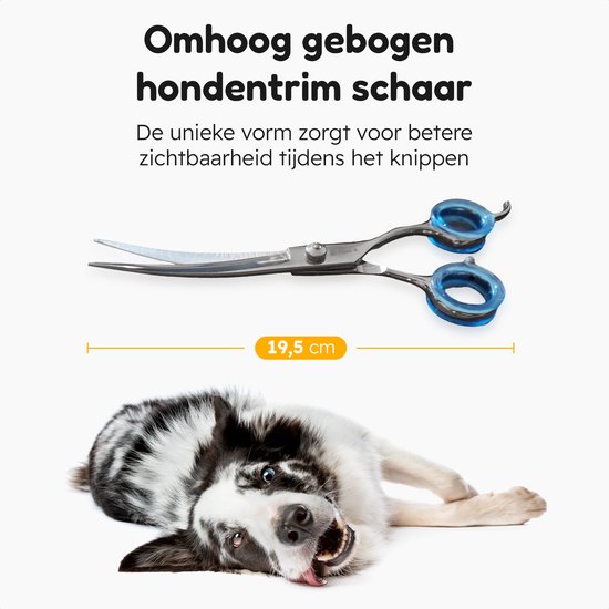 Professor Q Trimschaar voor honden, omhoog gebogen – 7,5 inch – lichtblauw