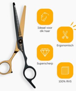 Professor Q Effileerschaar voor haar – rechtshandig – goud/zwart - detailfoto 8