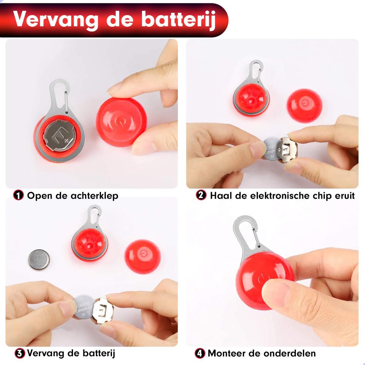 Professor Q LED-hondenlampje – rood - detailfoto 5