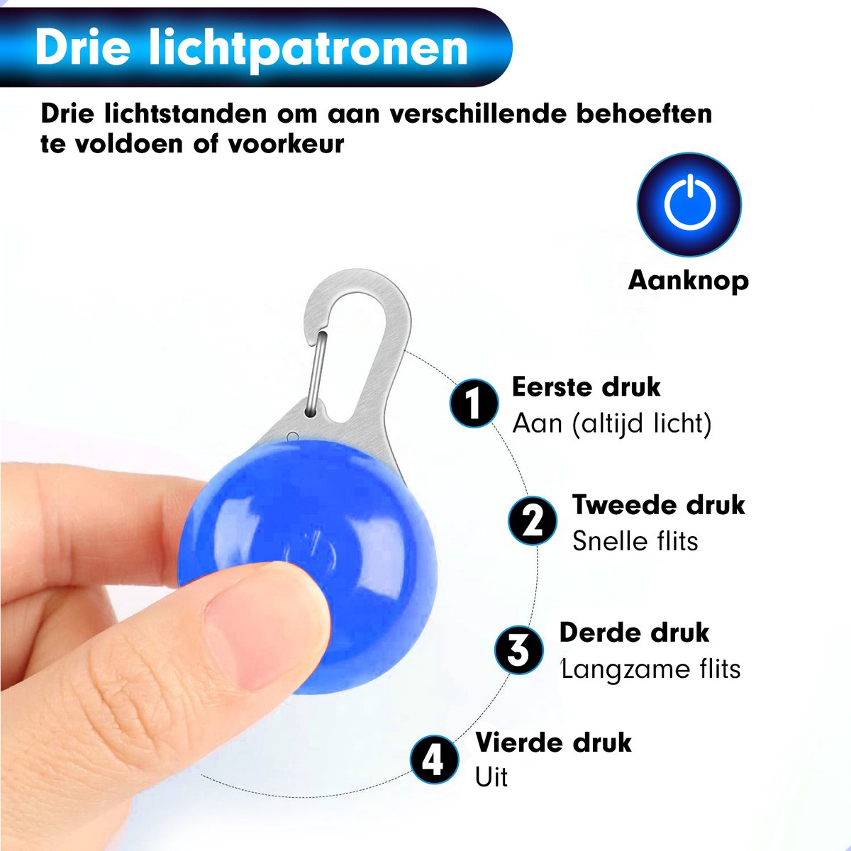 Professor Q LED-hondenlampje – blauw - detailfoto 7