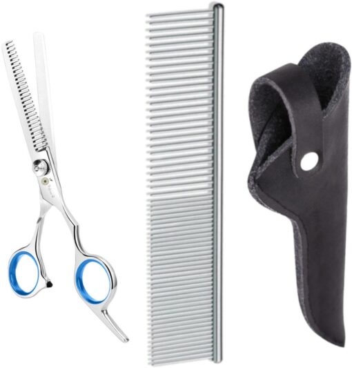 Professor Q Effileerschaar – met zwart etui – anti-klitkam – blauw