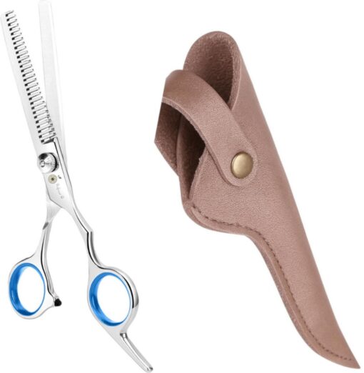 Professor Q Effileerschaar voor haar – met brons etui – blauw