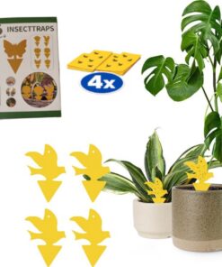 Professor Q Gele vangplaten voor planten – geel – 4 stuks – duiven – met ophangdraad