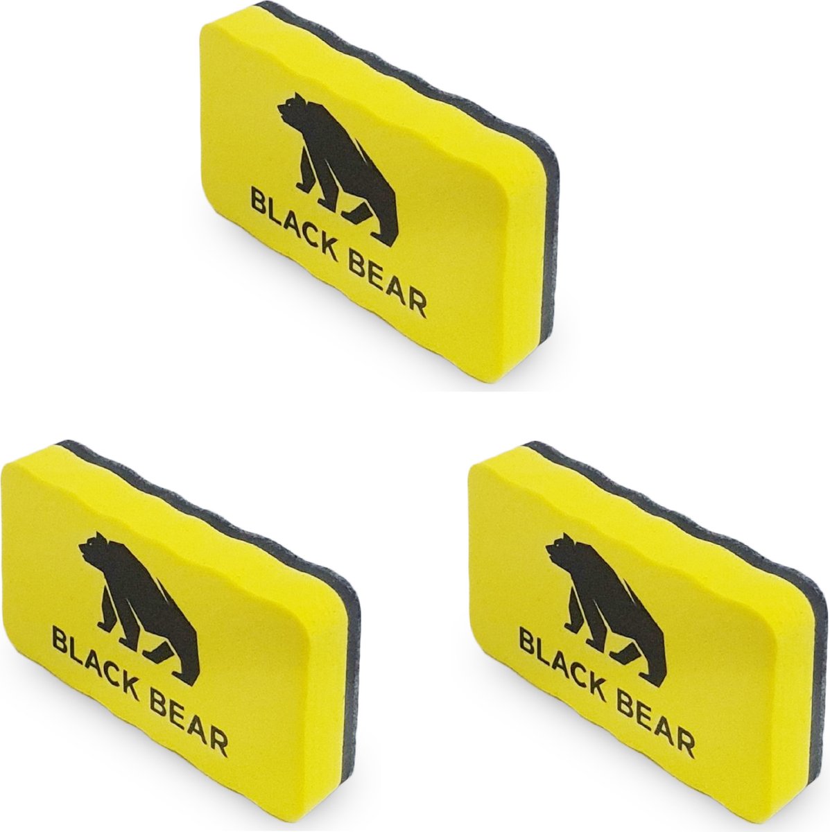BlackBear Magnetische whiteboardwisser – geel – 3 stuks