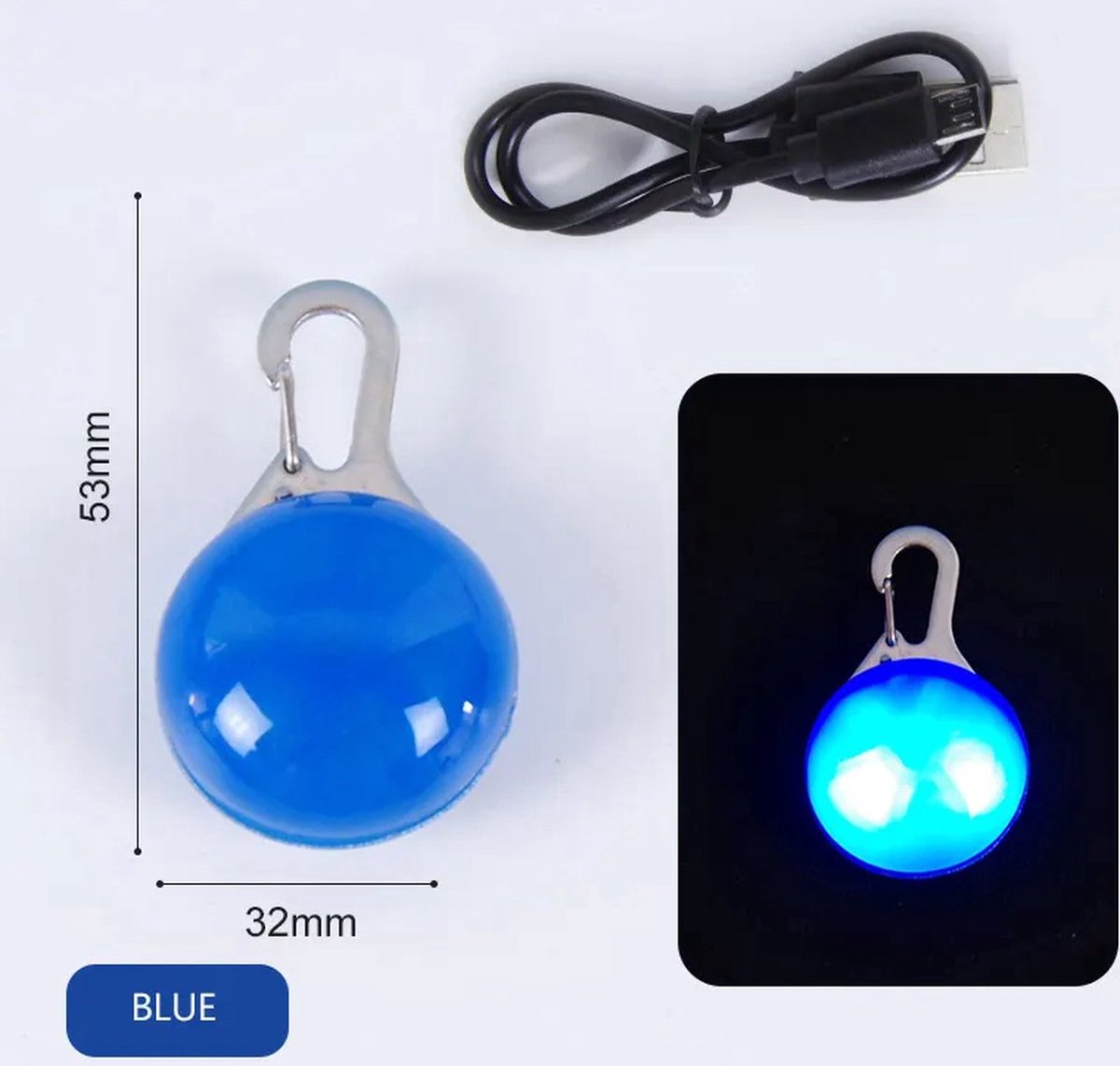 Professor Q USB-oplaadbaar hondenlampje – blauw