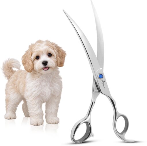 Professor Q Gebogen trimschaar voor honden – J2-staal – 8 inch
