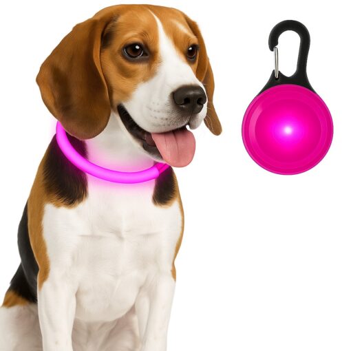 Professor Q LED-halsband voor honden – L – 65 cm – roze