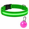 Professor Q Nylon LED-halsband voor honden – met led lampje roze – XL – 42–56 cm – groen