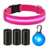 Professor Q Nylon LED-halsband voor honden – met lampje blauw – M – 45 poepzakjes – 37–46 cm – roze/blauw