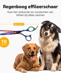 Professor Q Effileerschaar – met brons etui – rechtshandig – 16,5 cm – regenboog