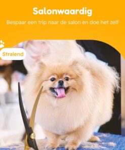 Professor Q Trimschaar voor honden, omhoog gebogen – met brons etui – zwart/goud
