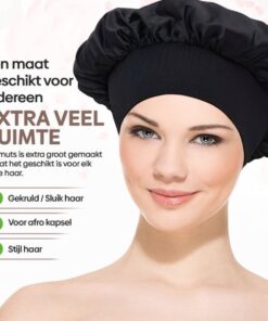 Professor Q Satijnen bonnet slaapmuts – roze/zwart – 2 stuks