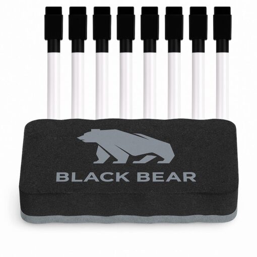 BlackBear Whiteboard accessoires set – 8 markers – zwart