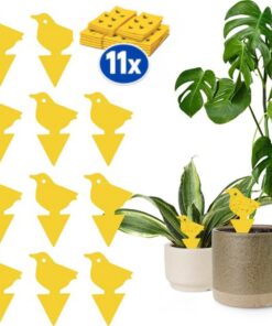 Professor Q Gele vangplaten voor planten – geel – 11 stuks – vogelvorm