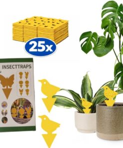 Professor Q Gele vangplaten voor planten – geel – 25 stuks – vogelvorm