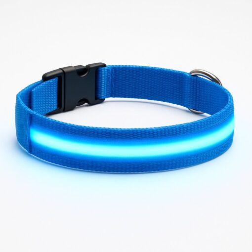 Professor Q Nylon LED-halsband voor honden – S – 34–41 cm – blauw