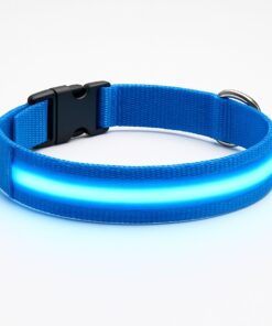 Professor Q Nylon LED-halsband voor honden – L – 41–52 cm – blauw