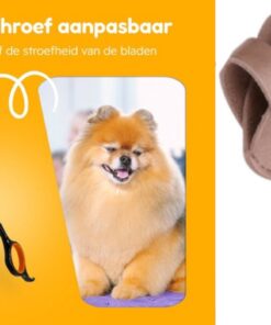 Professor Q Gebogen trimschaar voor honden – met brons etui – oranje/zwart