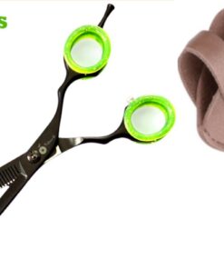 Professor Q Effileerschaar – met brons etui – 16,5 cm – zwart/groen