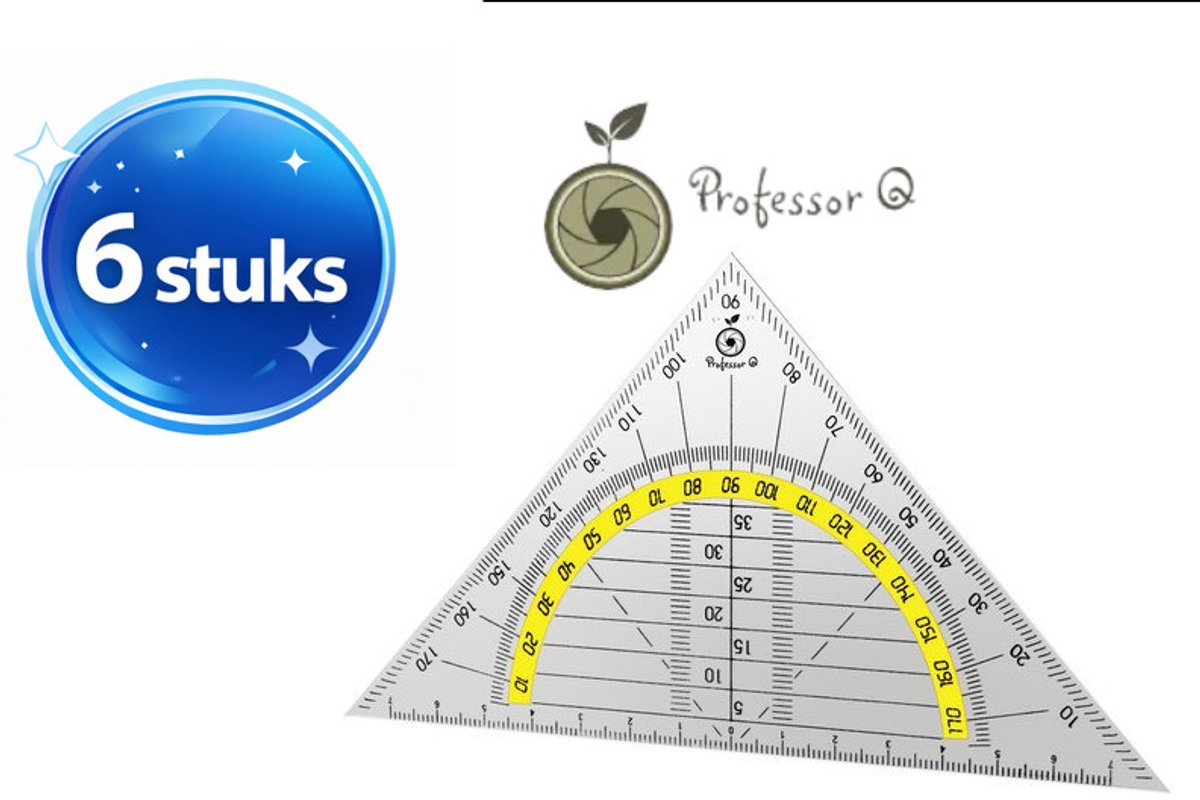 Professor Q Geodriehoek – 14 cm – 6 stuks