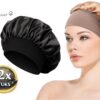Professor Q Satijnen bonnet slaapmuts – zwart/goud – 2 stuks