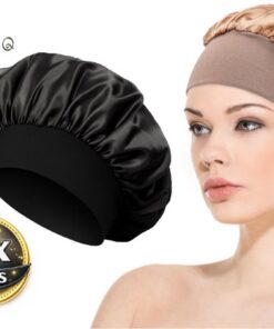 Professor Q Satijnen bonnet slaapmuts – zwart/goud – 2 stuks
